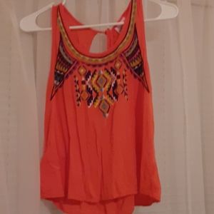 Orange with colorful detailing tank top